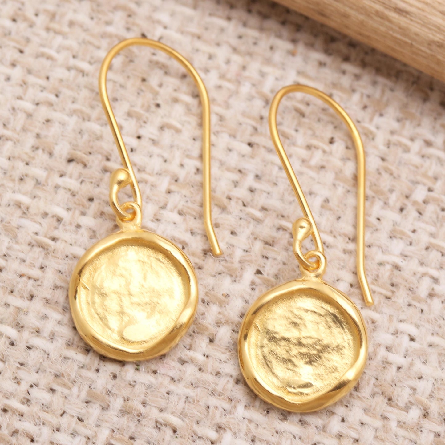 Mirror of Life Hand Crafted Gold-Plated Sterling Silver Dangle Earrings