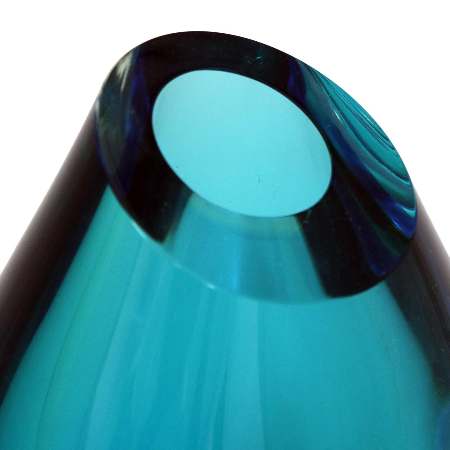 Ocean Sigh 9.5 inch Turquoise Murano Inspired Handblown Art Glass Vase