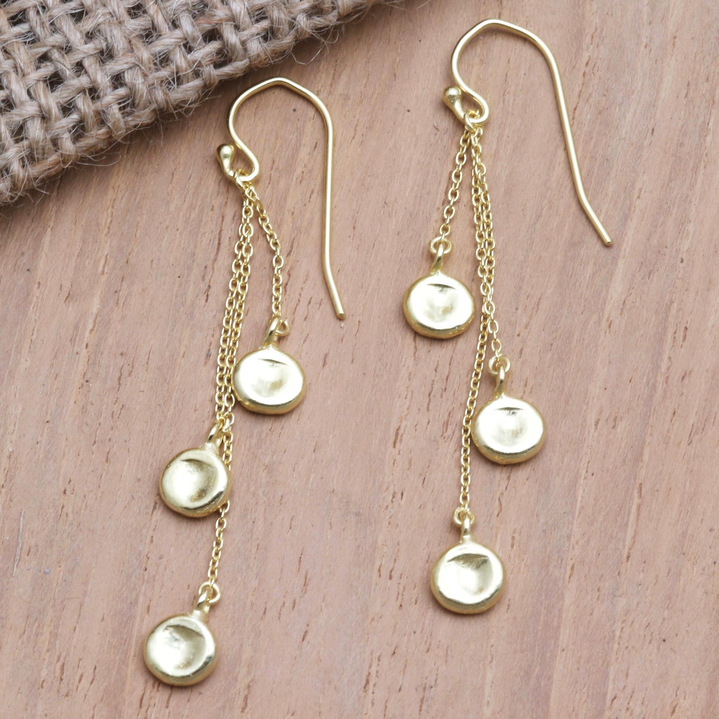 Cantaloupe Fruit Hand Crafted Gold-Plated Dangle Earrings