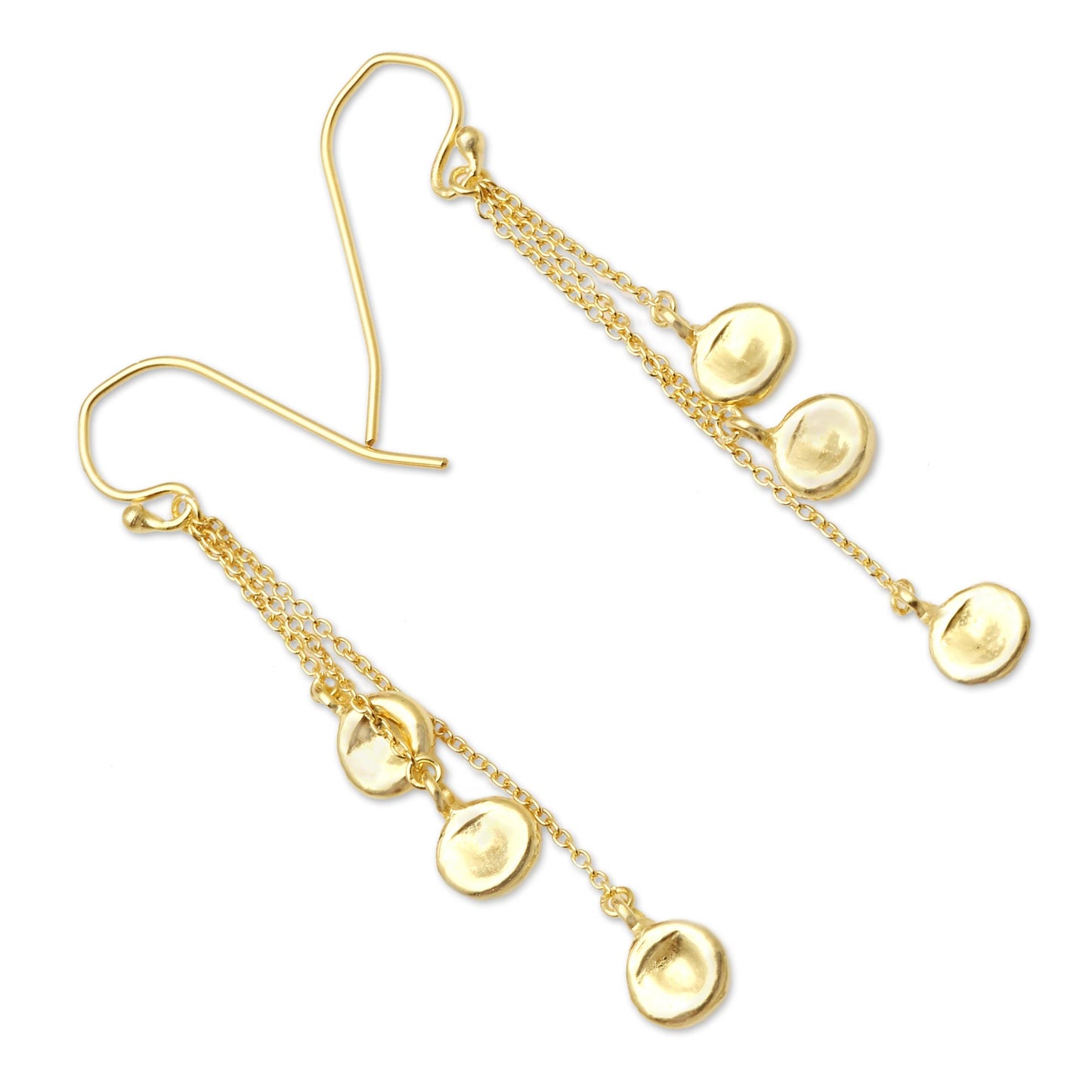 Cantaloupe Fruit Hand Crafted Gold-Plated Dangle Earrings