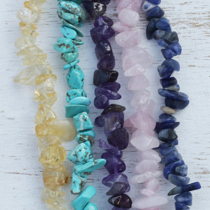 Five Graces Gemstone Beaded Necklaces (Set of 5) from Brazil