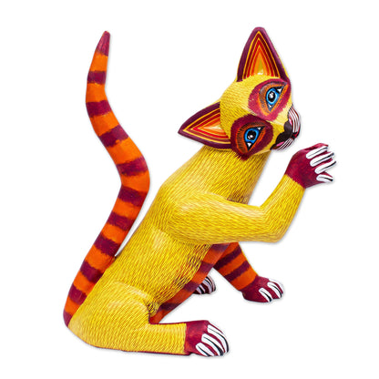 Sly Siamese Hand-Painted Cat Alebrije