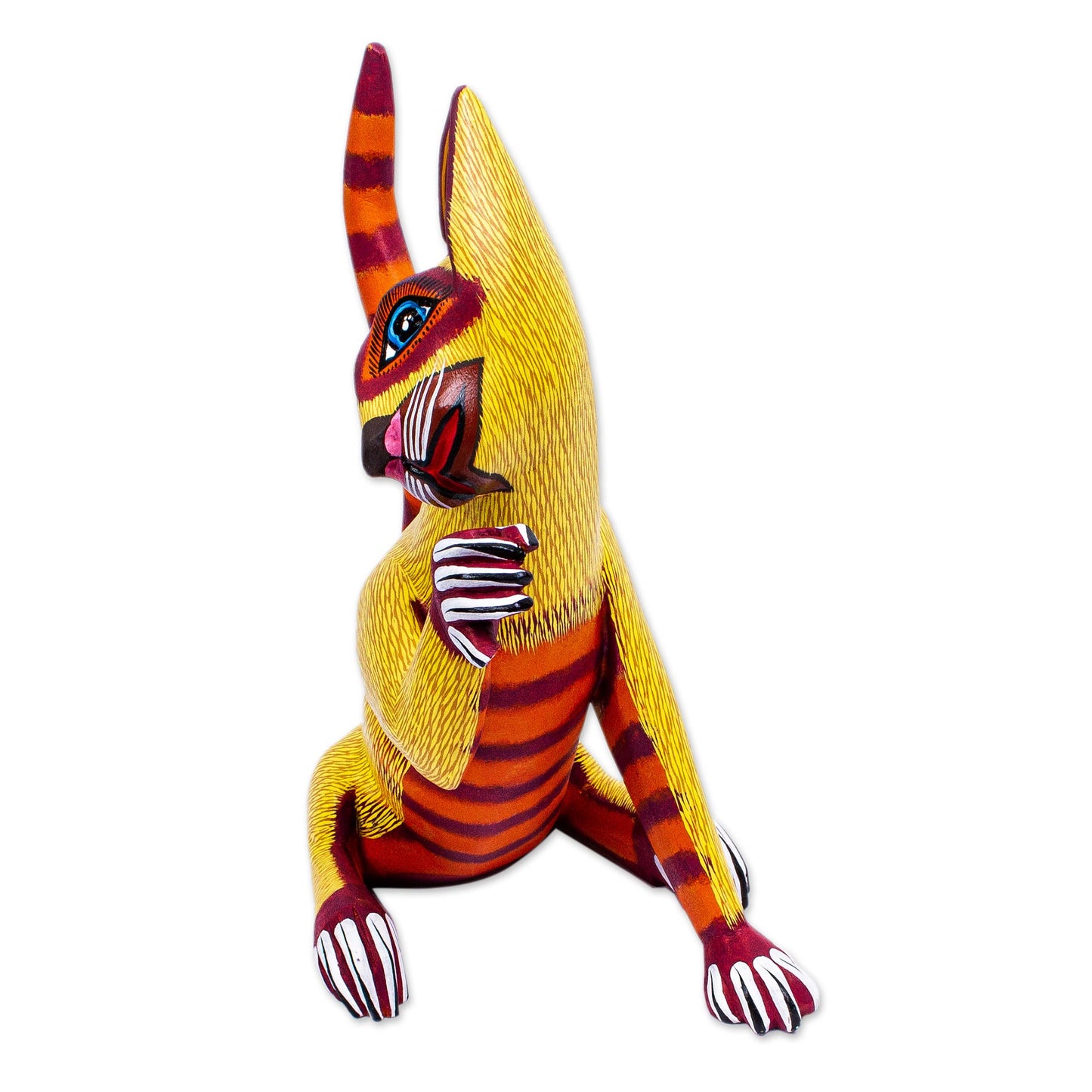 Sly Siamese Hand-Painted Cat Alebrije