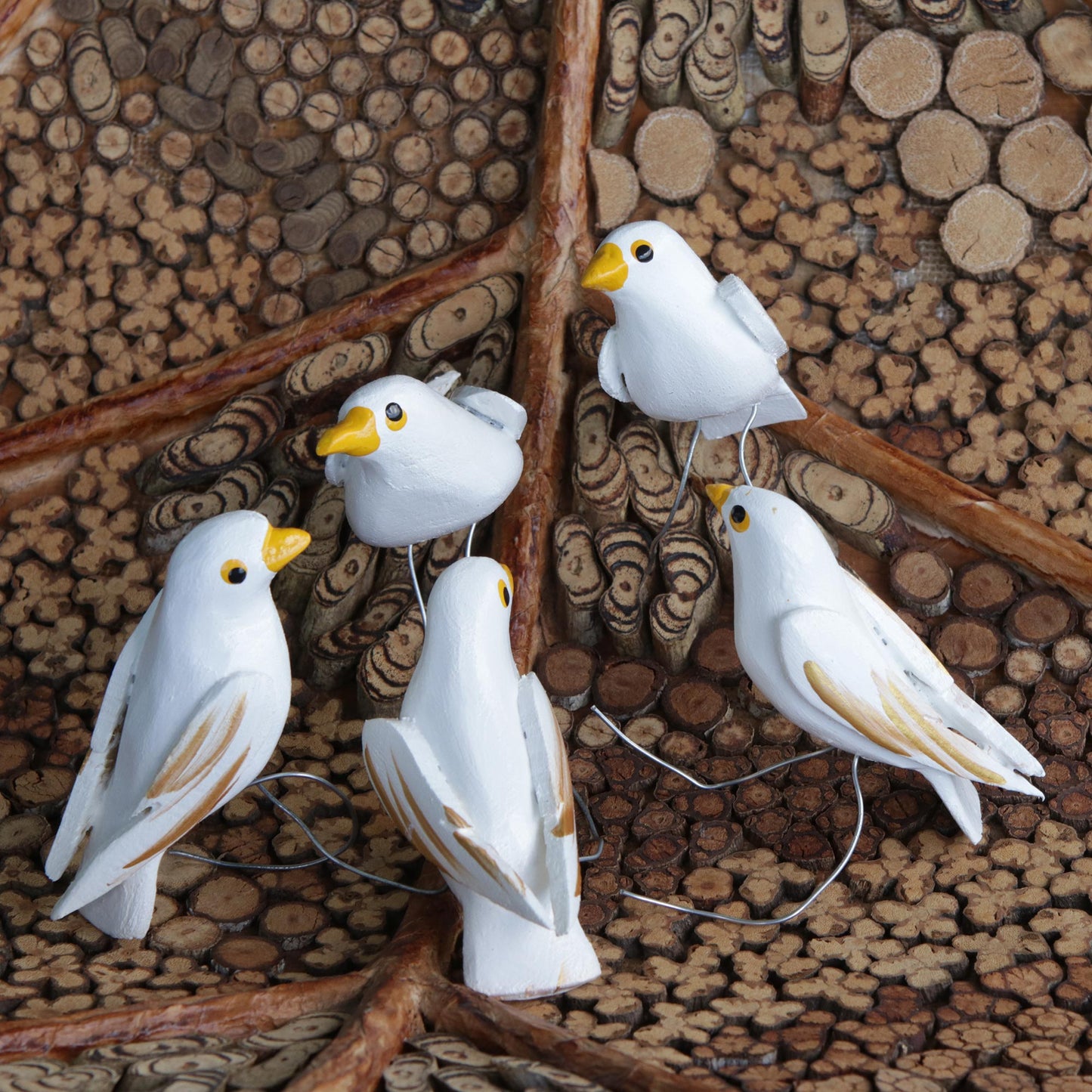 Hope Doves White Wood Dove Ornaments (Set of 5)