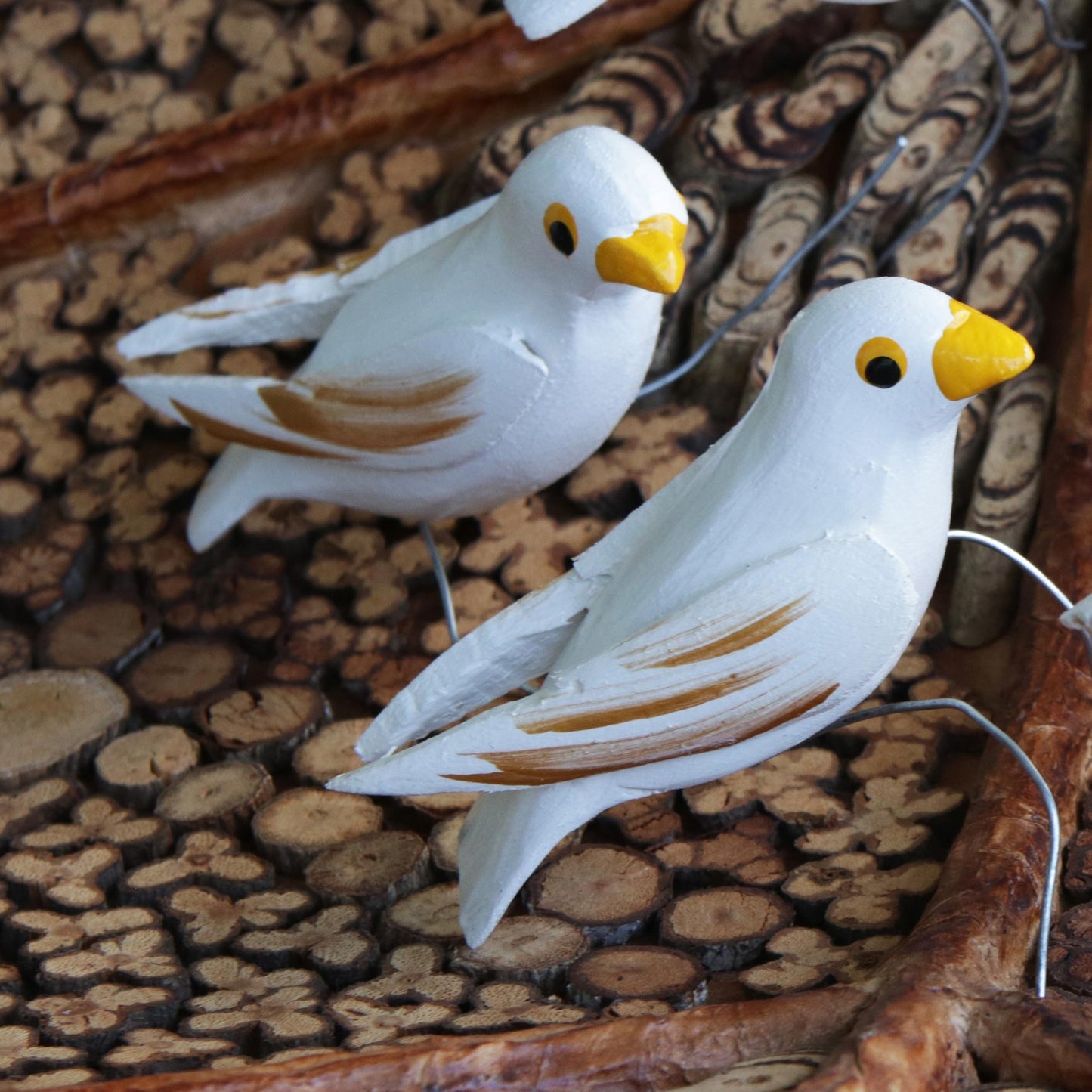 Hope Doves White Wood Dove Ornaments (Set of 5)