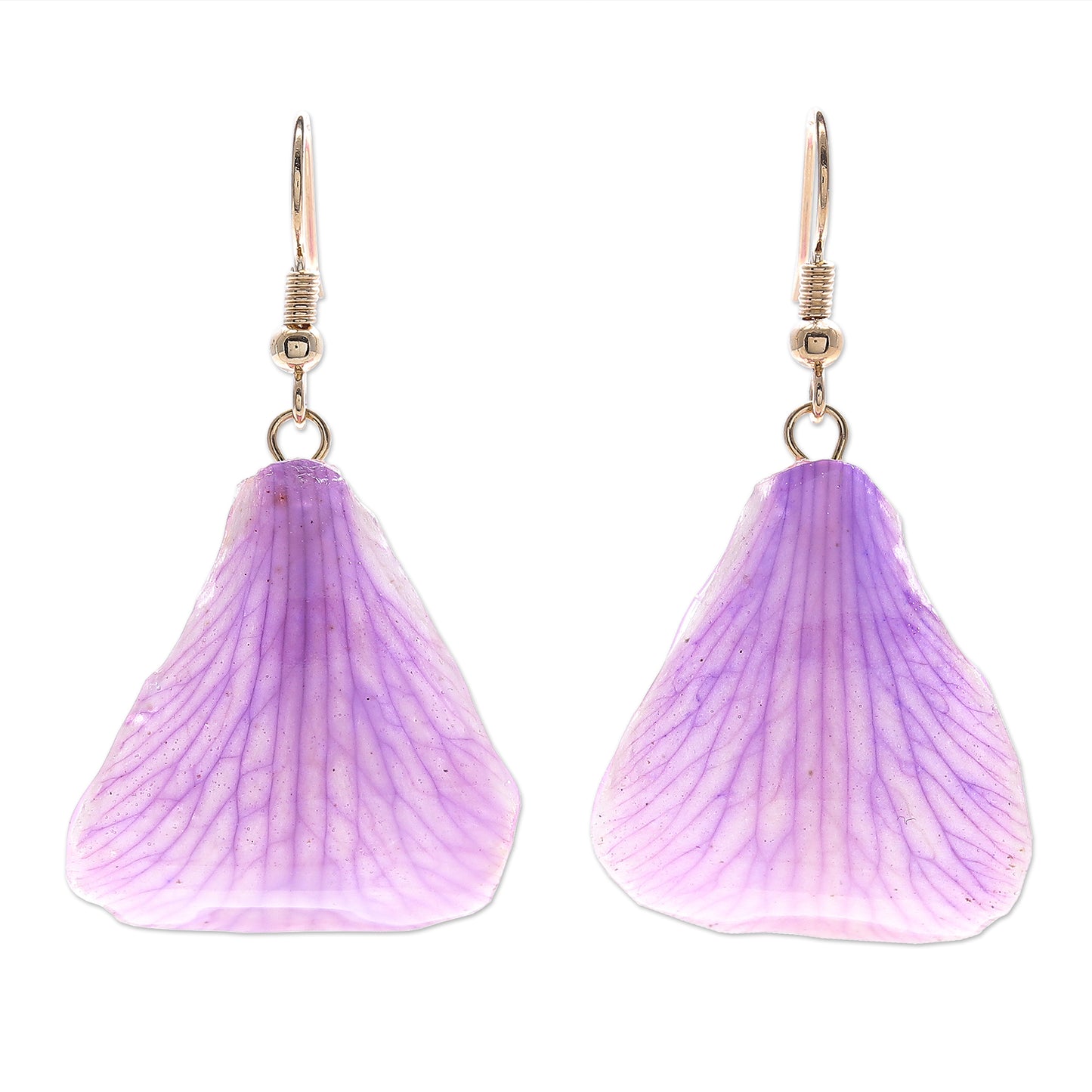 Summer Treat in Lavender Gold-Plated Purple Orchid Petal Dangle Earrings