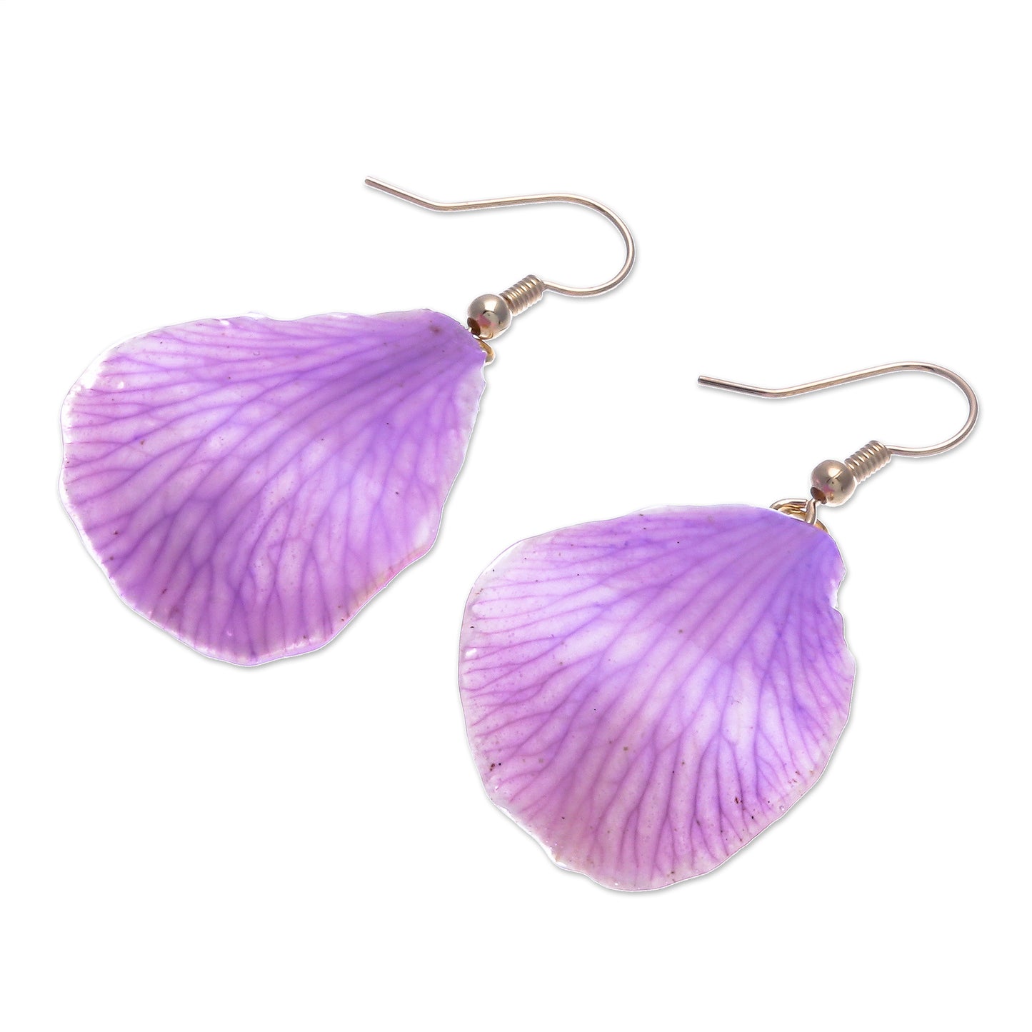 Summer Treat in Lavender Gold-Plated Purple Orchid Petal Dangle Earrings