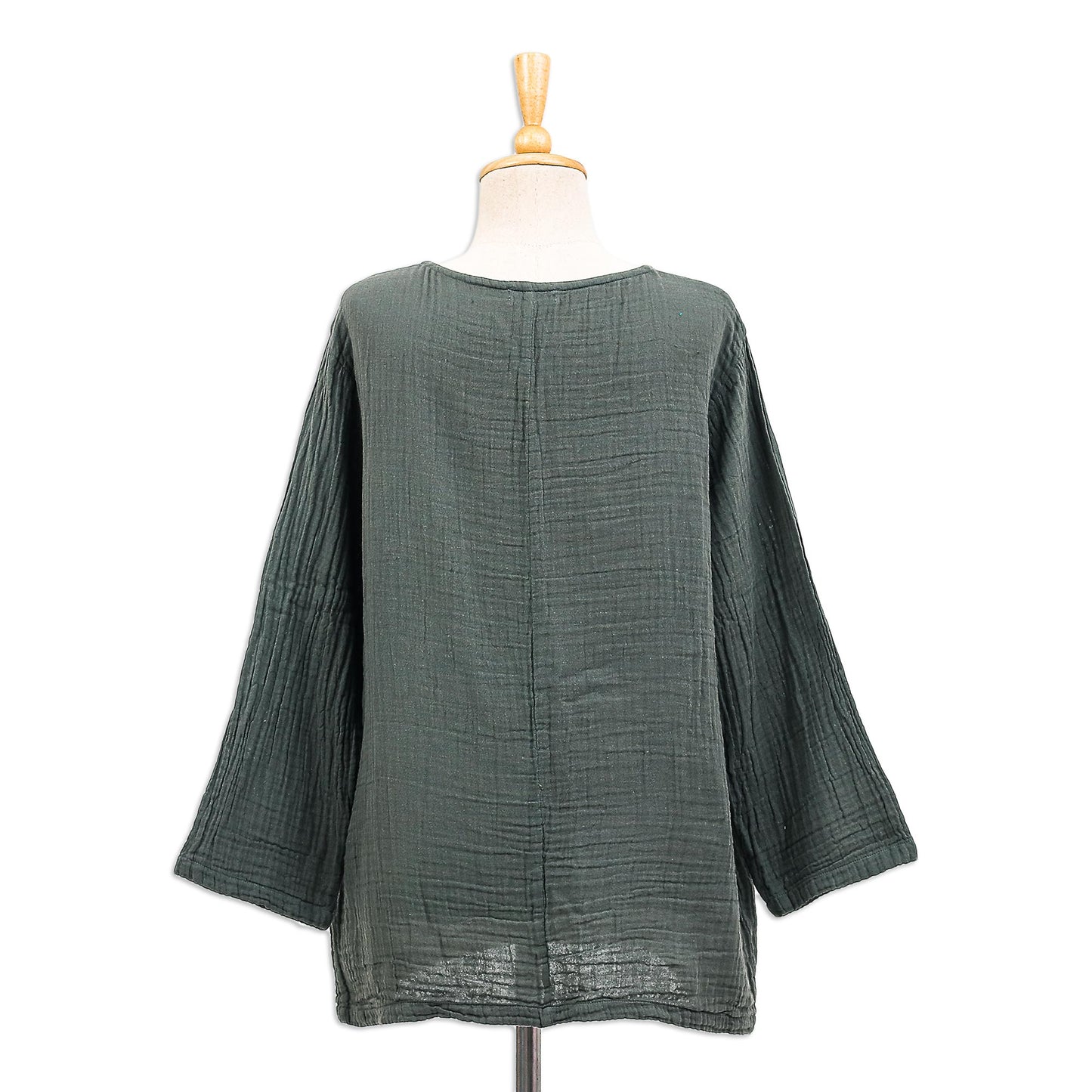 Modern Look in Grey Sage Grey Cotton Double Gauze Blouse