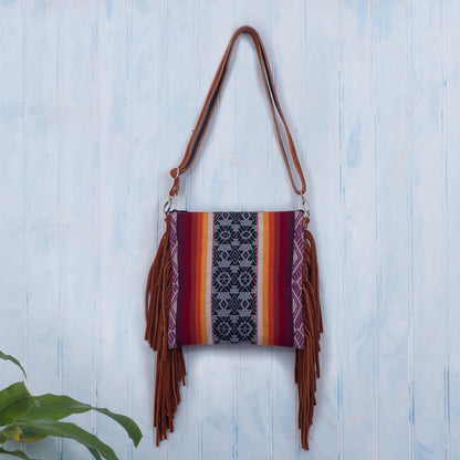 Inca Inspiration Wool Shoulder Bag with Suede Trim