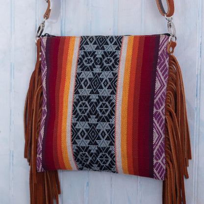 Inca Inspiration Wool Shoulder Bag with Suede Trim