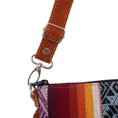 Inca Inspiration Wool Shoulder Bag with Suede Trim