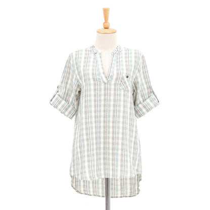 Mae Ping Breeze Green Striped Cotton Blouse