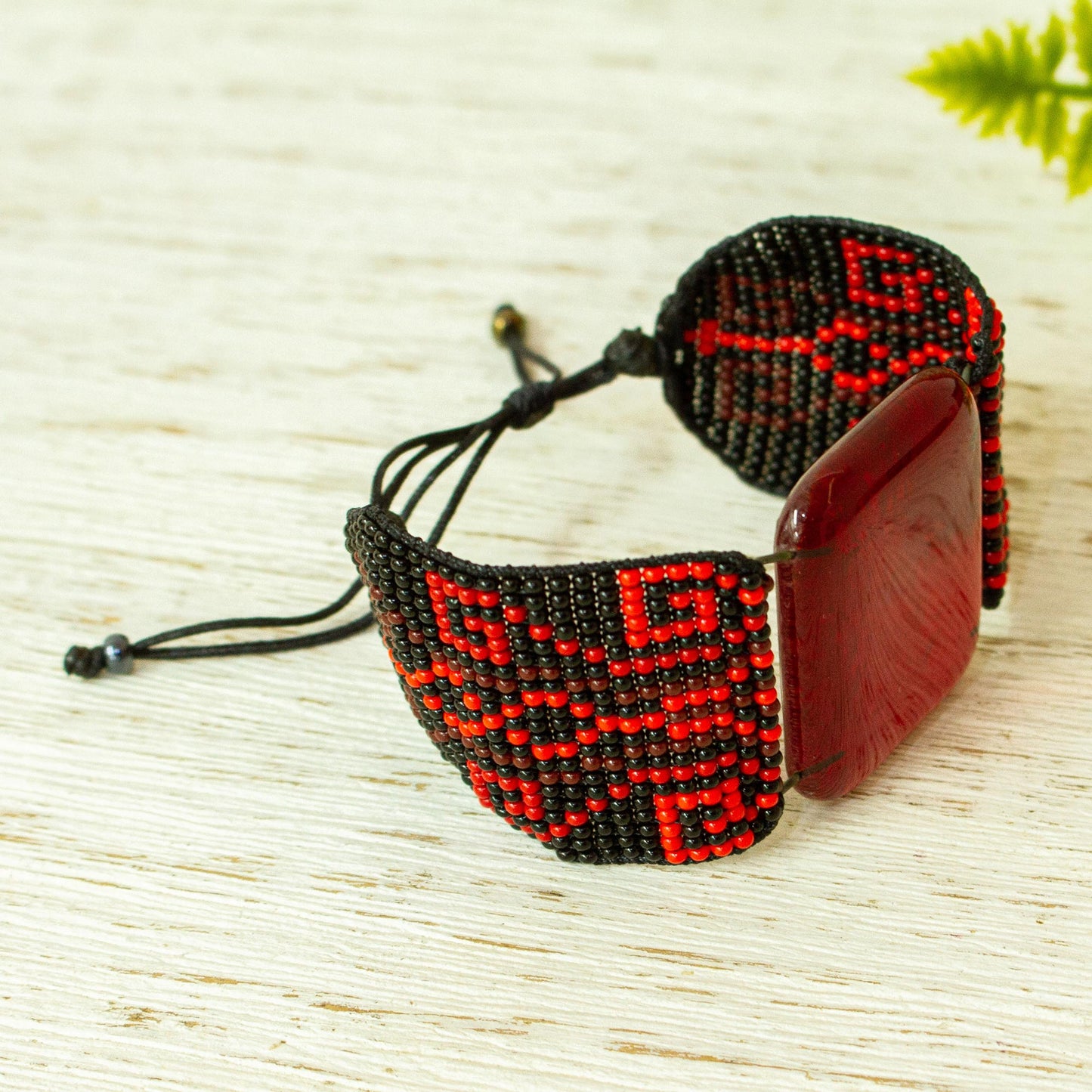 Codices in Red Red and Black Glass Bracelet