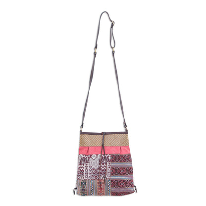 Intermission in Red Leather-Accented Patchwork Sling Bag