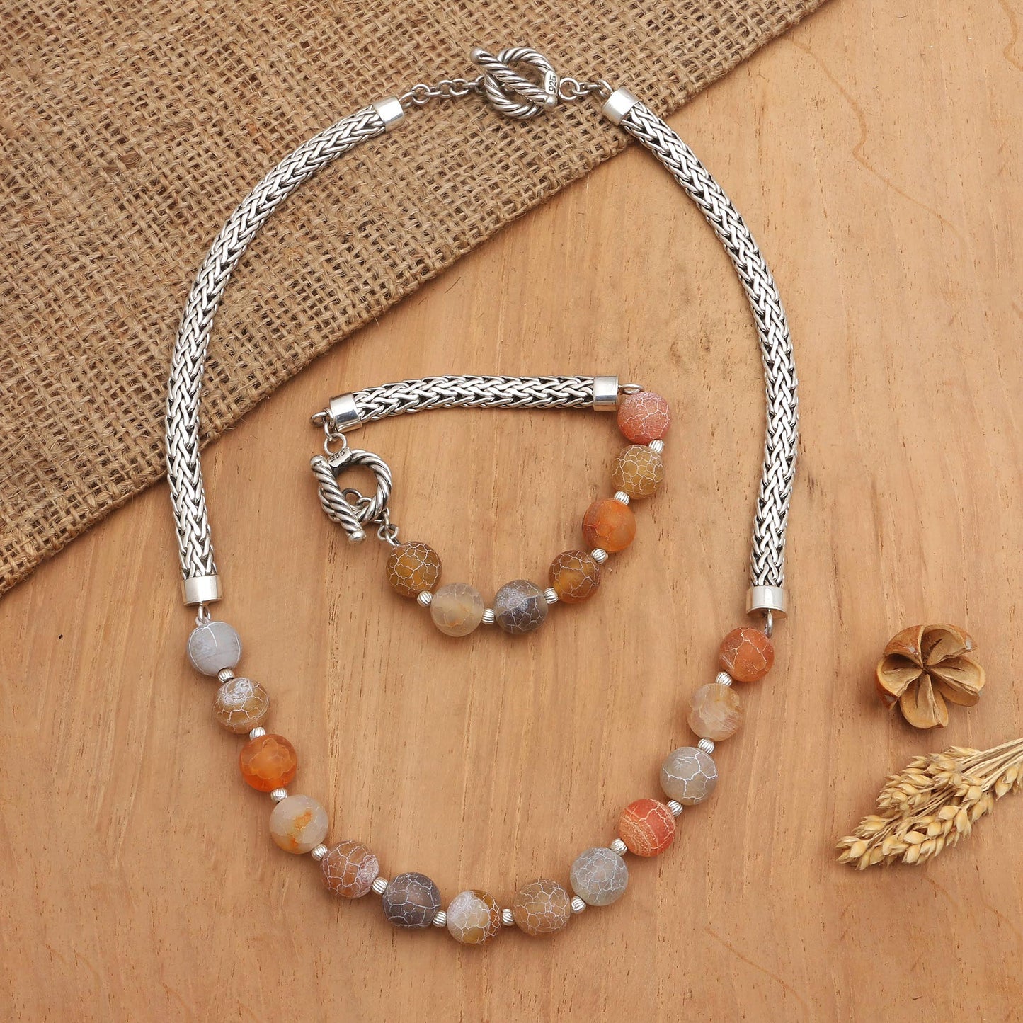 Sensations Agate and Sterling Silver Beaded Bracelet