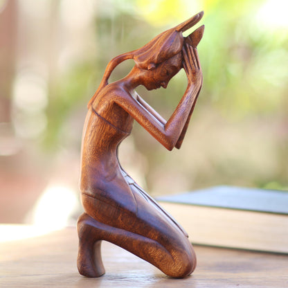 Praying Woman Wood statuette