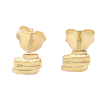 Golden Roof Artisan Crafted Gold-Plated Stud Earrings from Bali