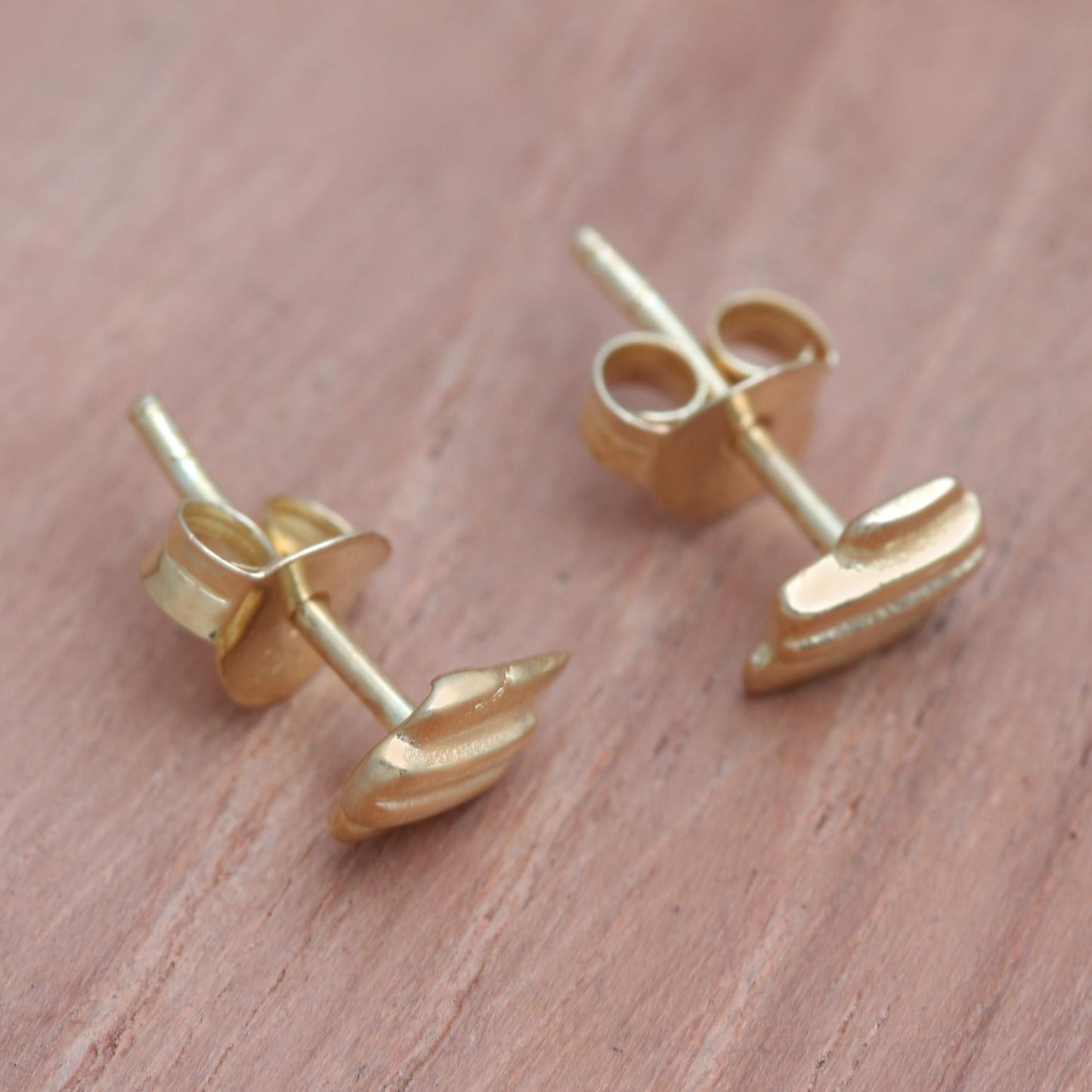 Golden Roof Artisan Crafted Gold-Plated Stud Earrings from Bali