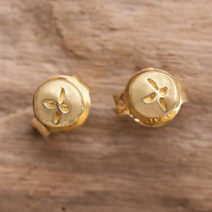 Sublime Gold Hand Made Gold-Plated Stud Earrings