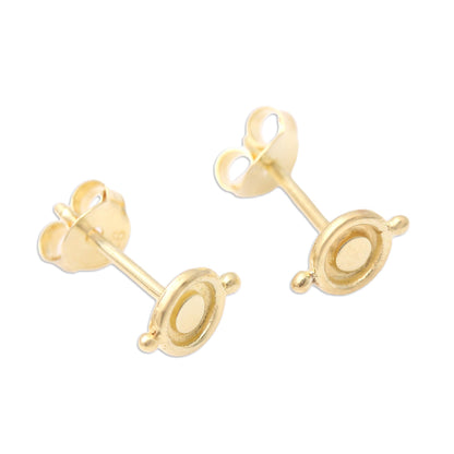 Shimmering Orbit Handmade Gold-Plated Stud Earrings from Bali