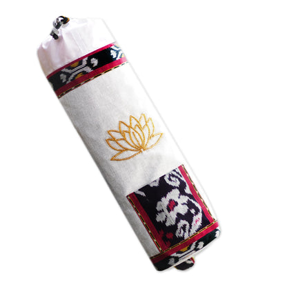 Lotus Lagoon in Ivory Javanese Ikat Cotton Yoga Mat Bag