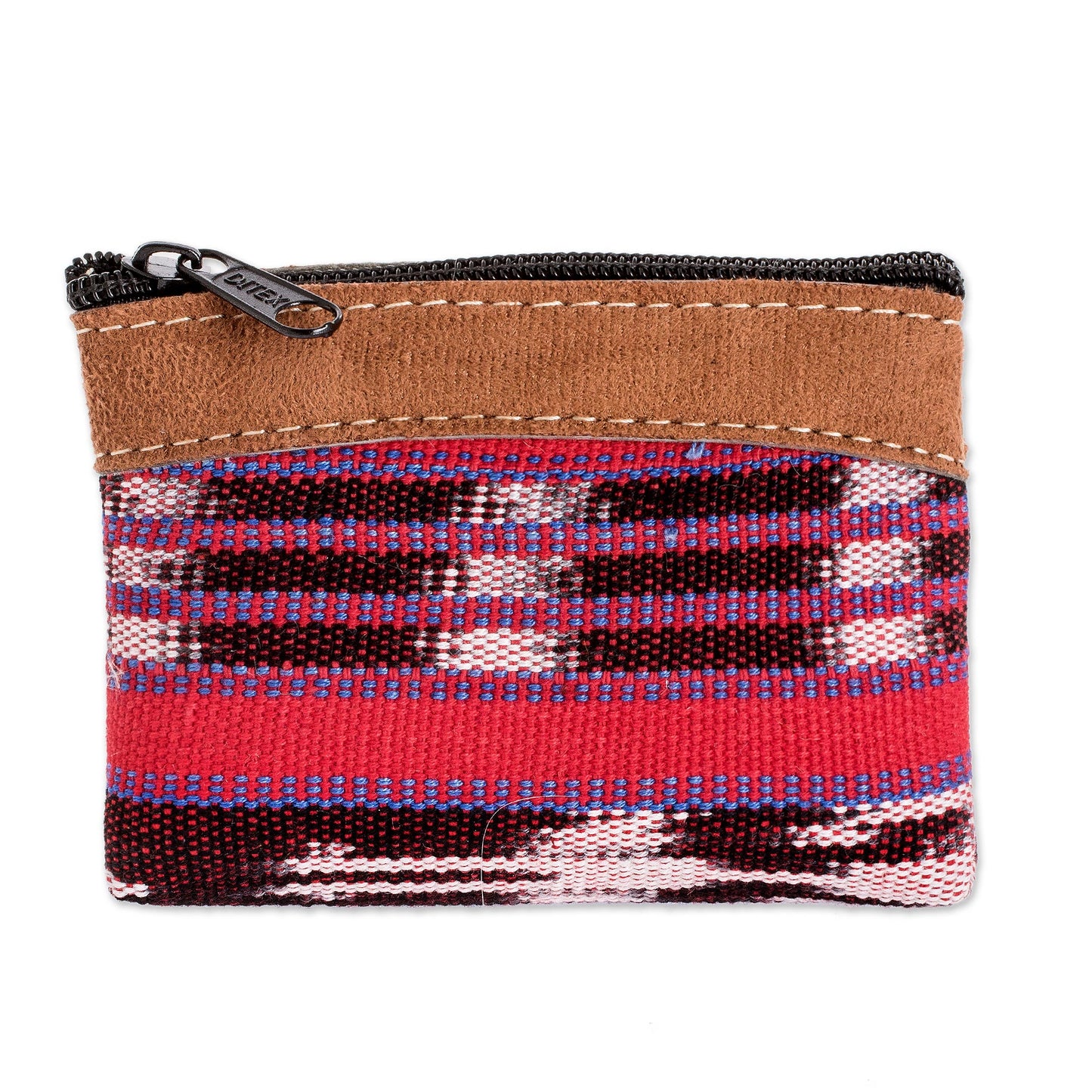 Jocotenango Coins Handwoven Cotton Change Purse with Zippered Closure