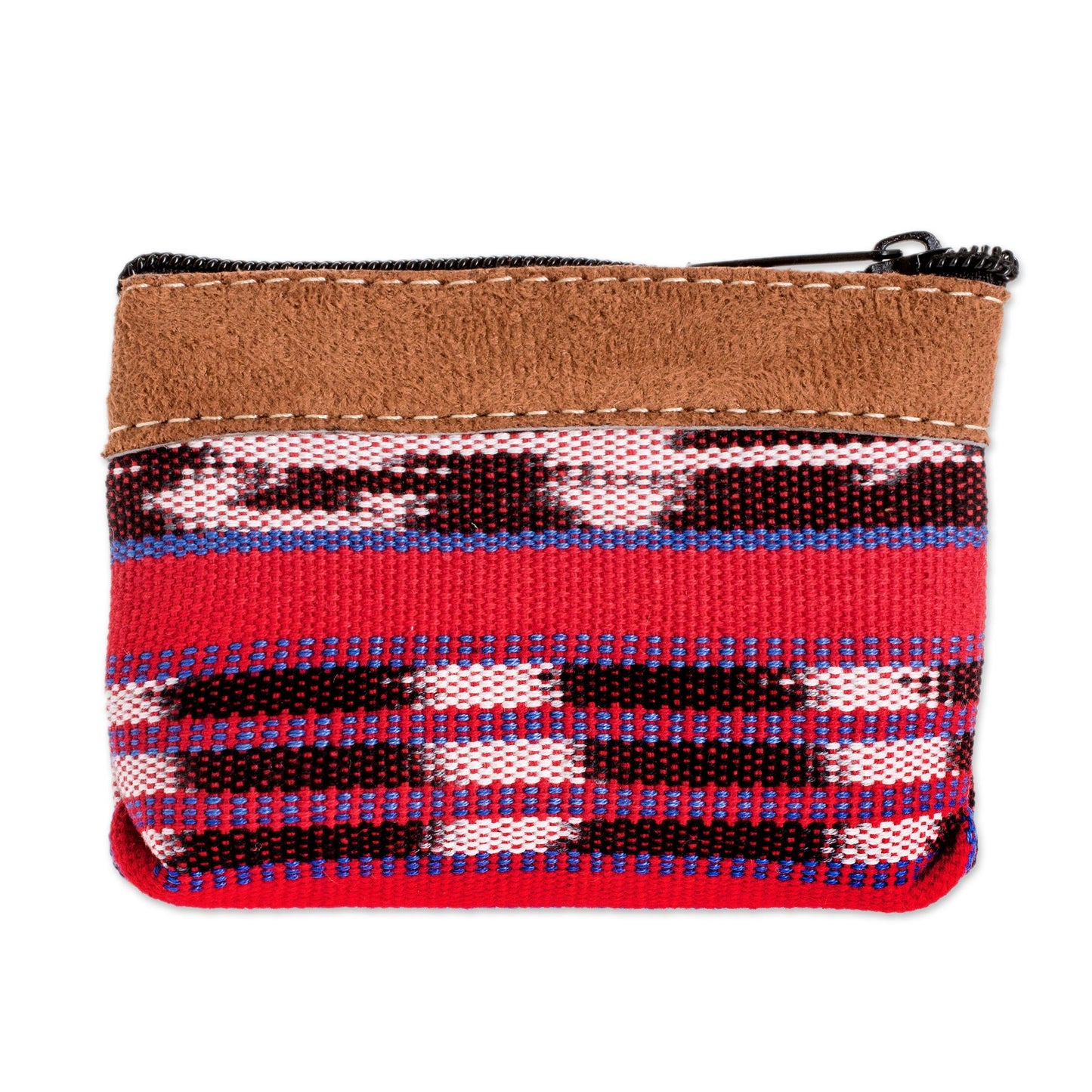 Jocotenango Coins Handwoven Cotton Change Purse with Zippered Closure