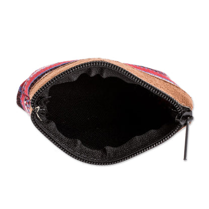 Jocotenango Coins Handwoven Cotton Change Purse with Zippered Closure