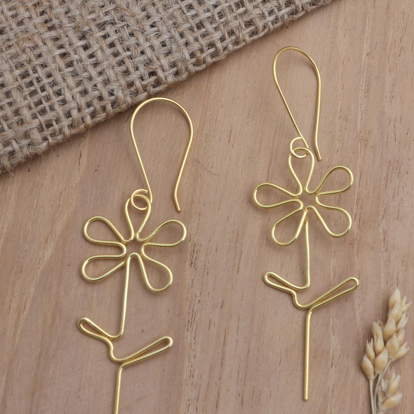 Make My Day Hand Made Gold-Plated Floral Earrings