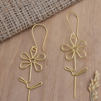 Make My Day Hand Made Gold-Plated Floral Earrings