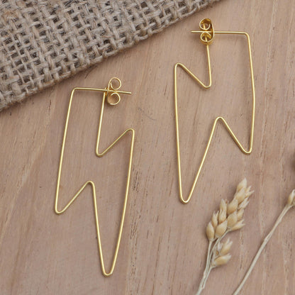 Golden Bolt Gold-Plated Lightening Bolt Drop Earrings