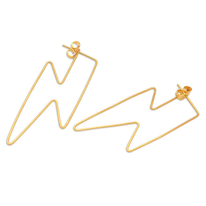 Golden Bolt Gold-Plated Lightening Bolt Drop Earrings