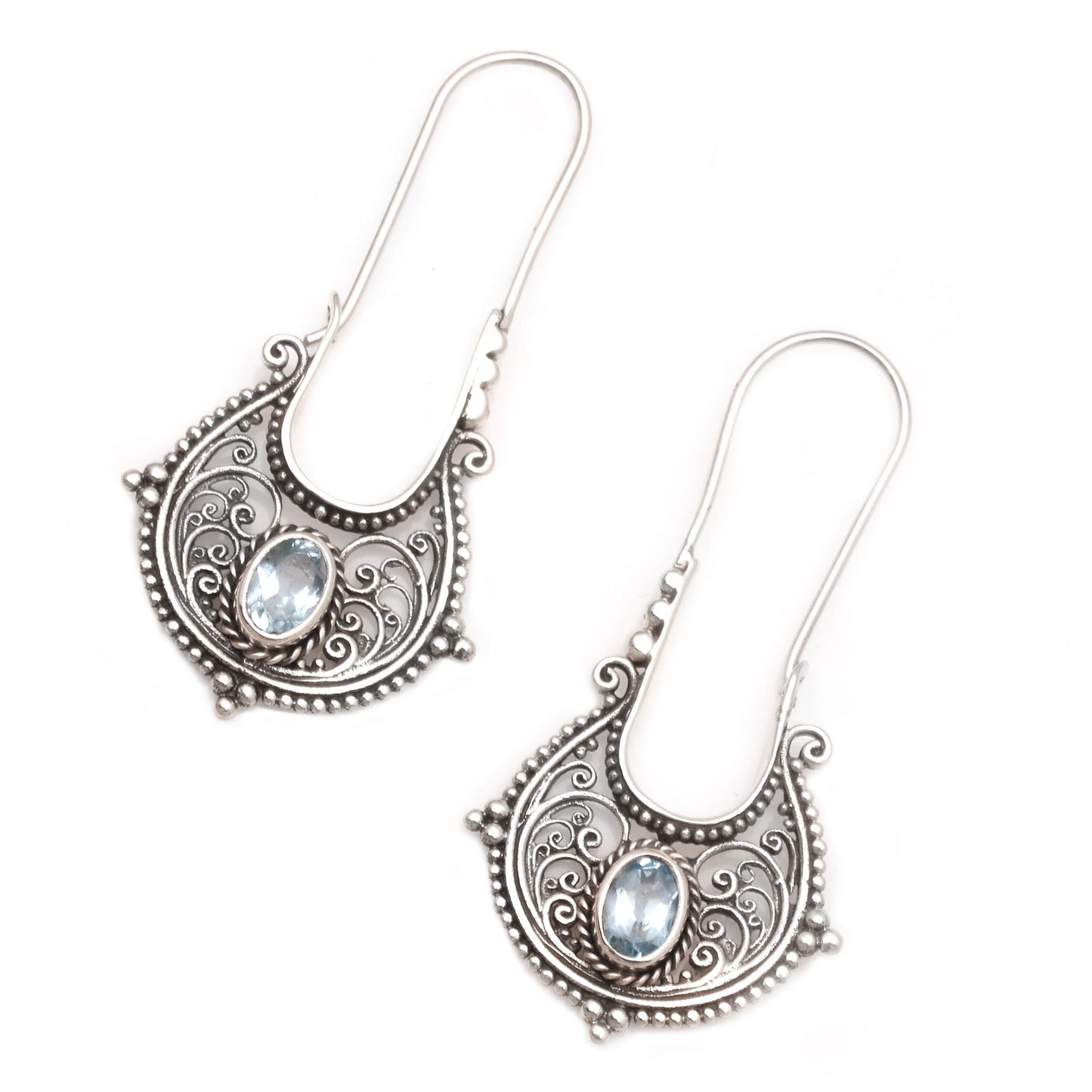 Fortunate Twist Blue Topaz and Sterling Silver Drop Earrings