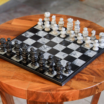 Check in Gray Handcrafted Mexican Marble Chess Set Game