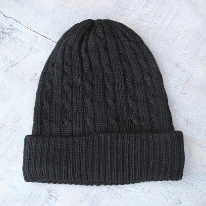 Black Braid Cascade 100% alpaca hat