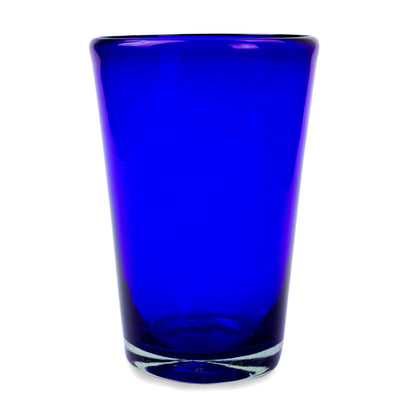 Cobalt Angles Handblown Recycled Glass Tumbler Drinkware (Set of 6) Blue