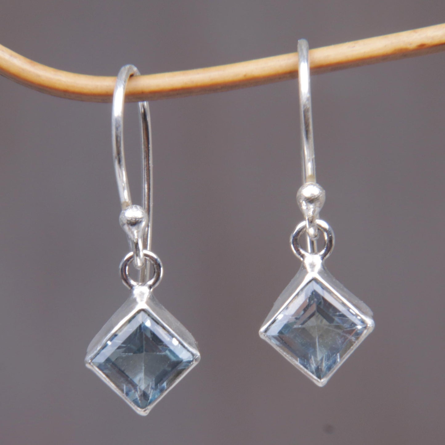 Heaven's Window Blue Topaz Sterling Silver Dangle Earrings