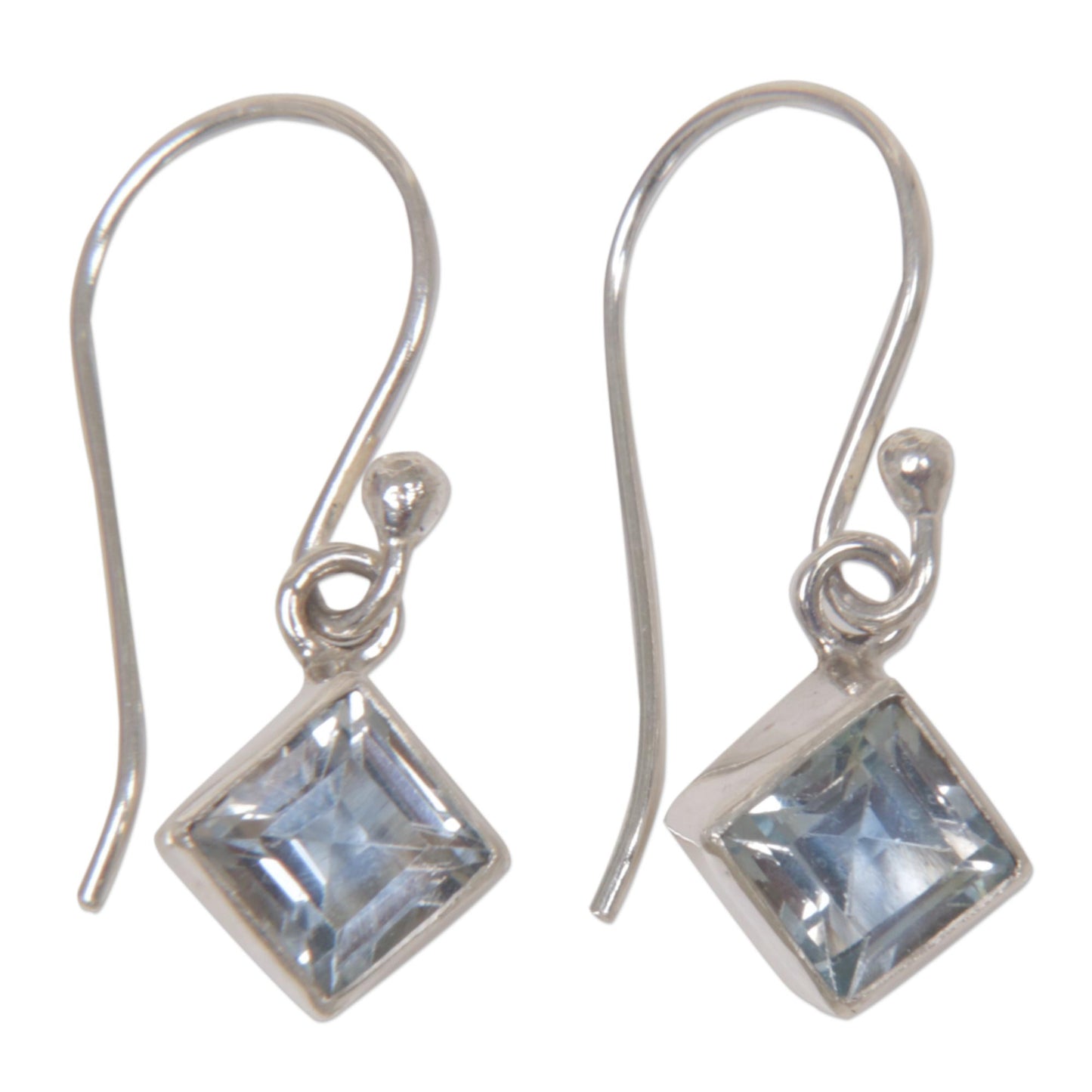 Heaven's Window Blue Topaz Sterling Silver Dangle Earrings