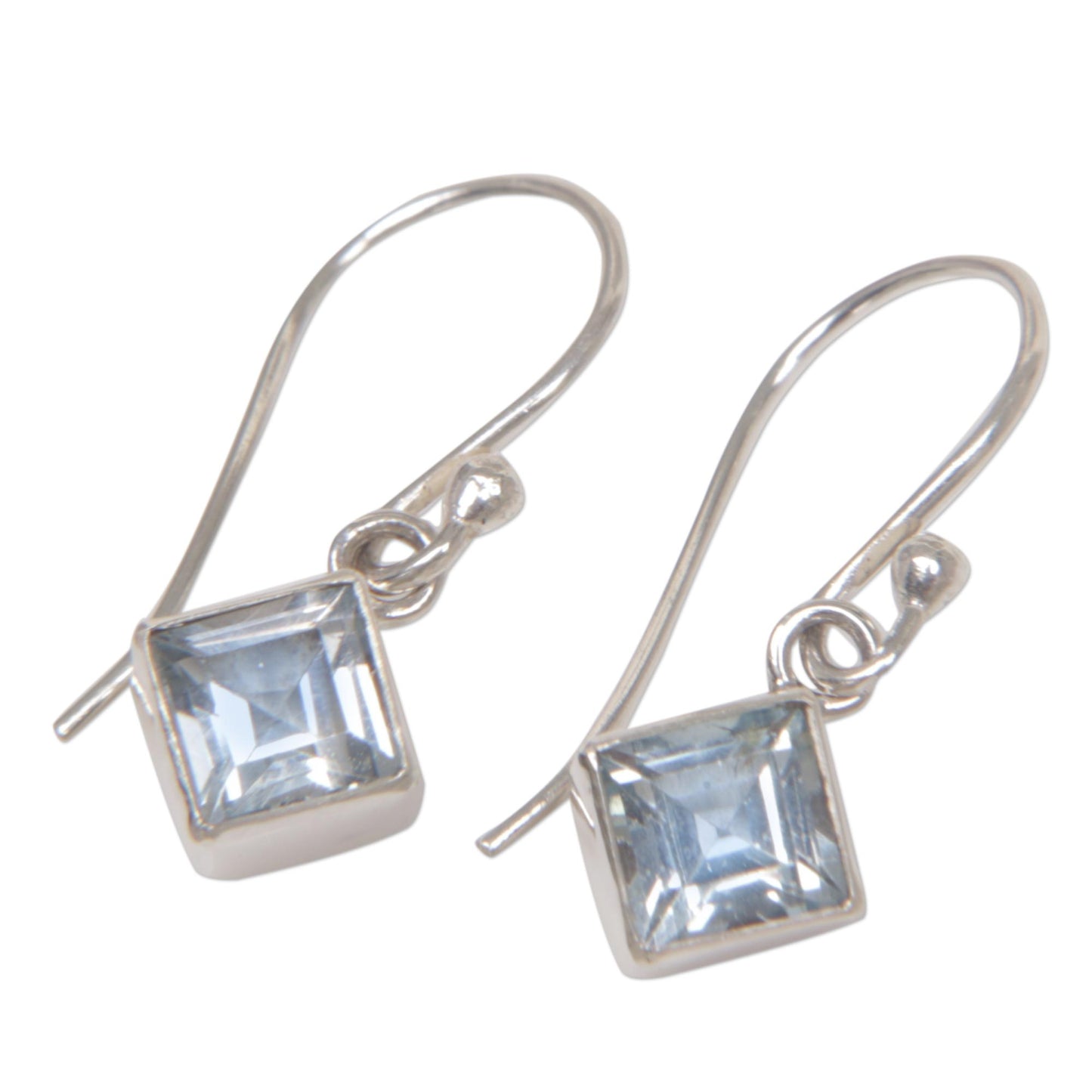 Heaven's Window Blue Topaz Sterling Silver Dangle Earrings