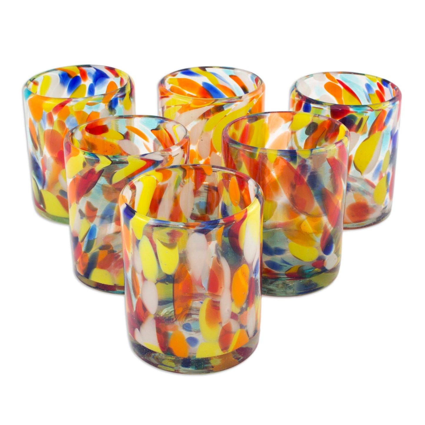 Liquid Confetti Unique Handblown Recycled Glass Juice Drinkware from Mexico