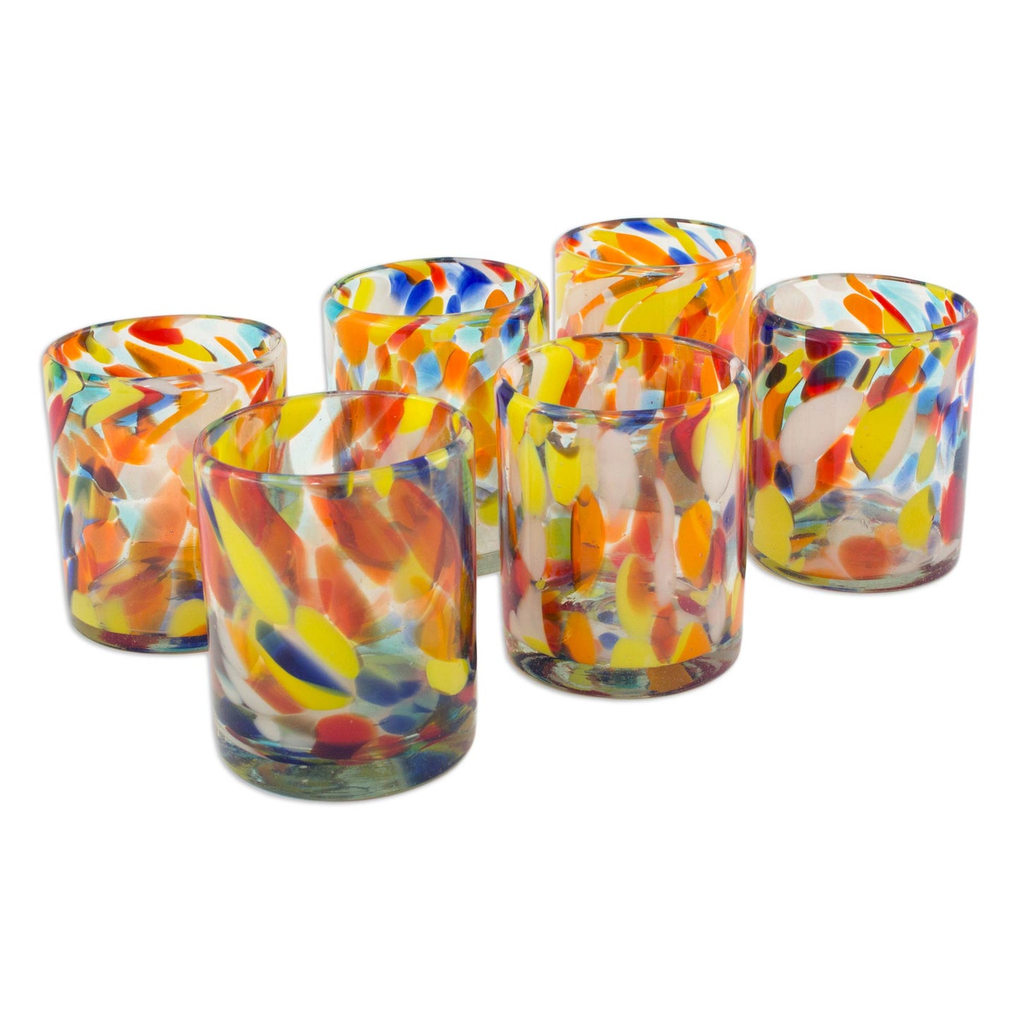 Liquid Confetti Unique Handblown Recycled Glass Juice Drinkware from Mexico