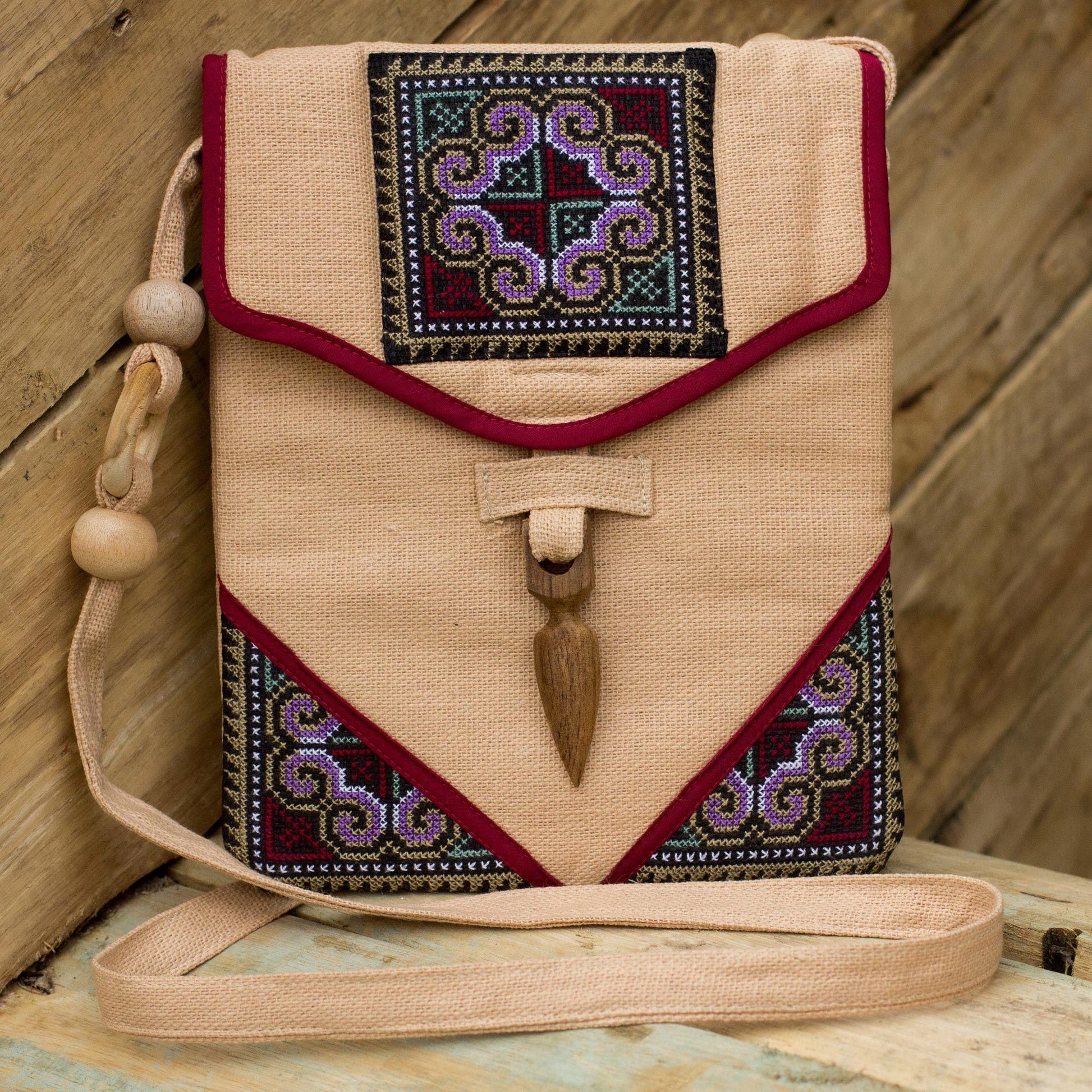 NOVICA - Handmade Hemp Shoulder Bag