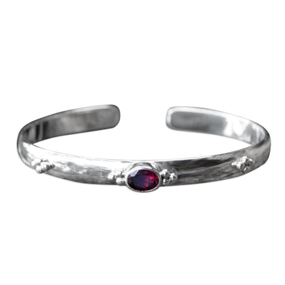 Eye of Beauty Garnet Cuff Bracelet