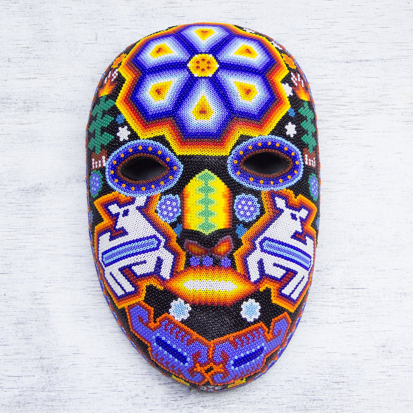 Shaman Deer Huichol Papier Mache Multicolor Mask