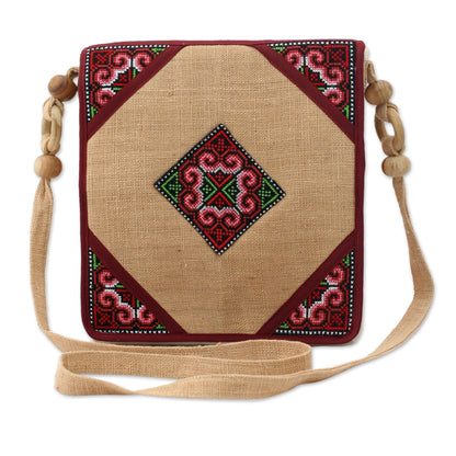 Chiang Kong Hand Crafted Hill Tribe Embroidered Hemp Shoulder Bag