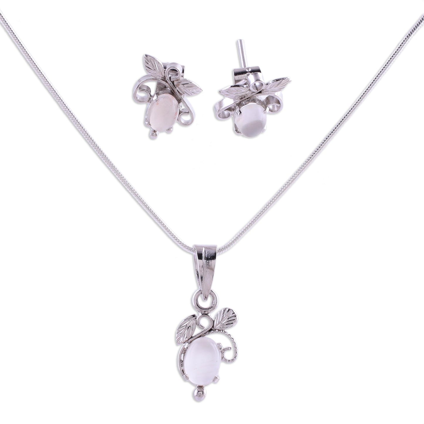 Midnight Leaves Sterling Silver Jewelry Set