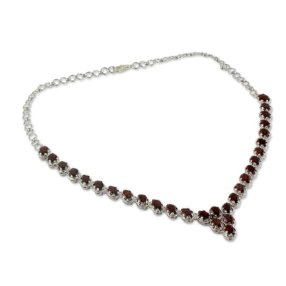 NOVICA - Cascading Crimson Garnet & Silver Choker Necklace