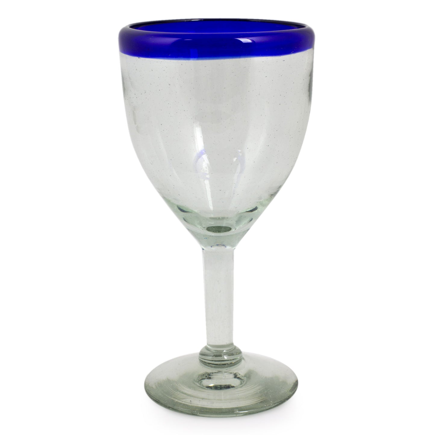 Blue Cancun Handblown Glass Recycled Wine Drinkware Goblets (Set of 6)