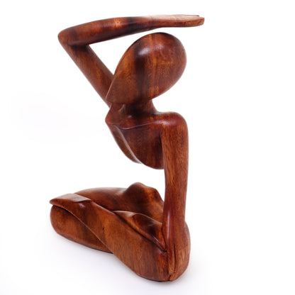 NOVICA - Brown Suar Wood Yoga Sculpture