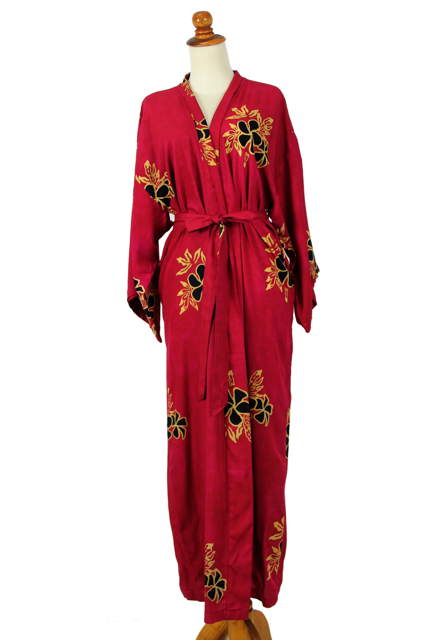 Hibiscus Red Hand Made Batik Robe from Indonesia